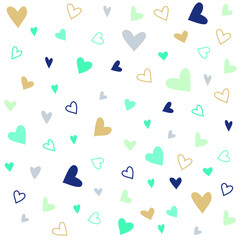blue hearts background on white