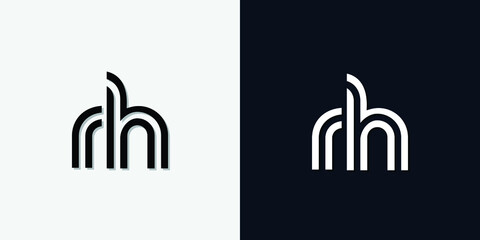 Modern Abstract Initial letter RH logo. This icon incorporates two abstract typefaces in a creative way. It will be suitable for which company or brand name starts those initial.