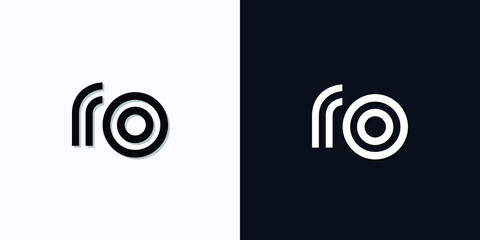 Modern Abstract Initial letter RO logo. This icon incorporates two abstract typefaces in a creative way. It will be suitable for which company or brand name starts those initial. - obrazy, fototapety, plakaty