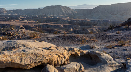 The desert of Anza Borrego state park in southern California during a winter sunset. 