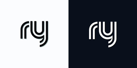 Modern Abstract Initial letter RY logo. This icon incorporates two abstract typefaces in a creative way. It will be suitable for which company or brand name starts those initial.