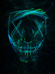 neon mask, Halloween mask, abstractAMERA