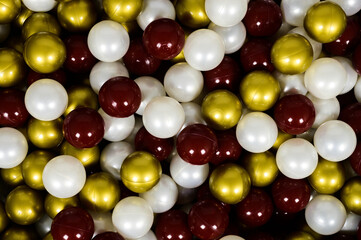 Top view of colorful dry pool balls one on another