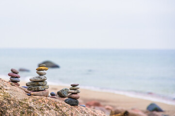 Relaxing inusuk stone stacking by the beach