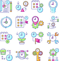 time managment, color icons set