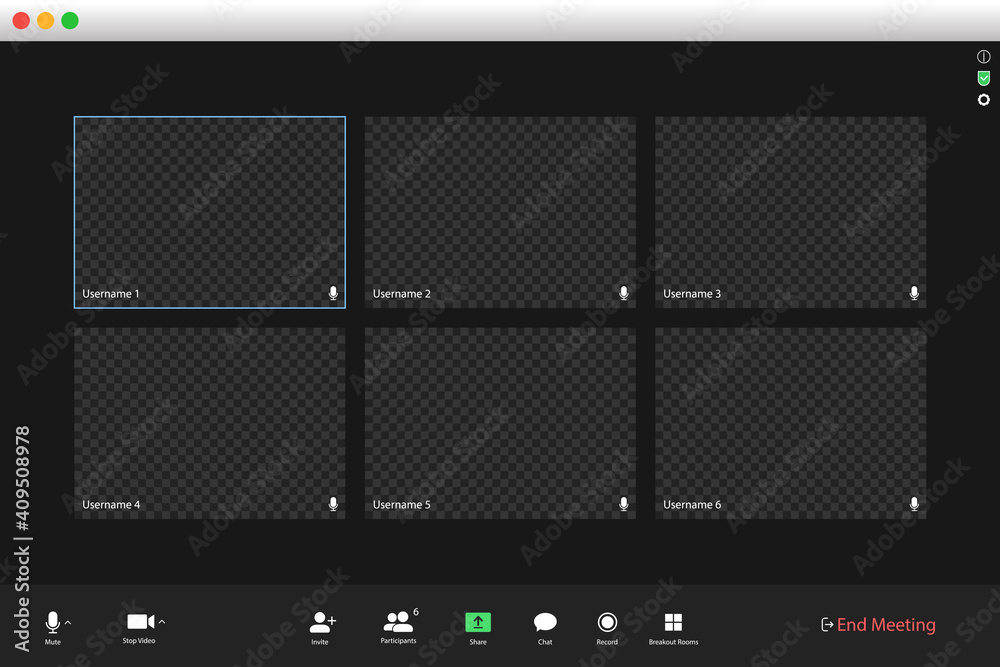Poster video conferencing user interface. video call screen interface template. application for social comm