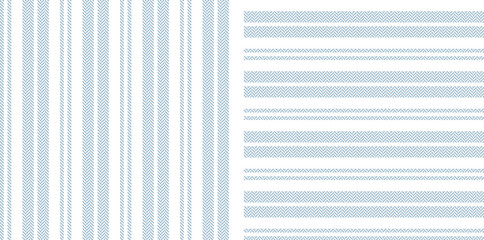 Textured stripes patterns in blue and white. Simple herringbone backgrounds for dress, shirt, or other modern menswear and womenswear spring summer fashion textile print.