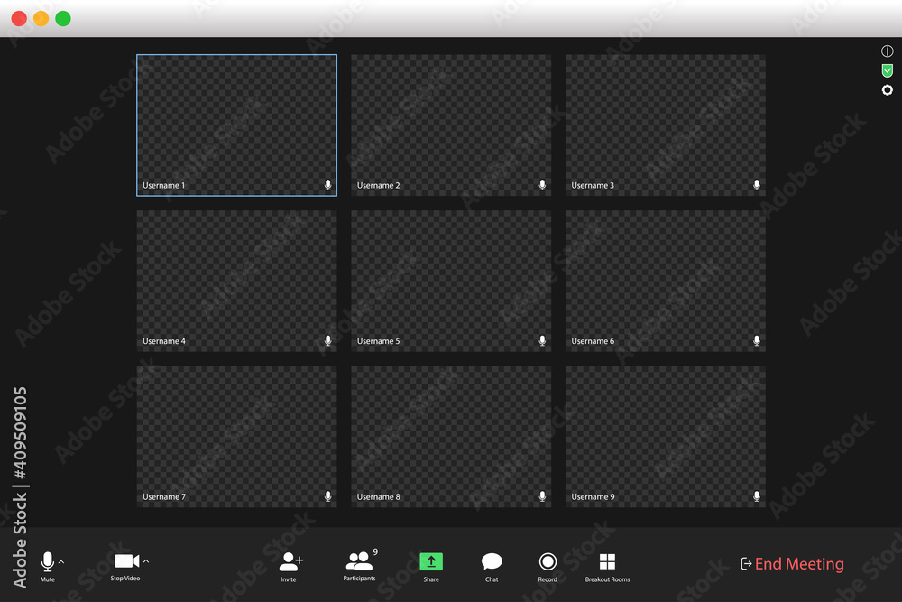 Poster video conferencing user interface. video call screen interface template. application for social comm