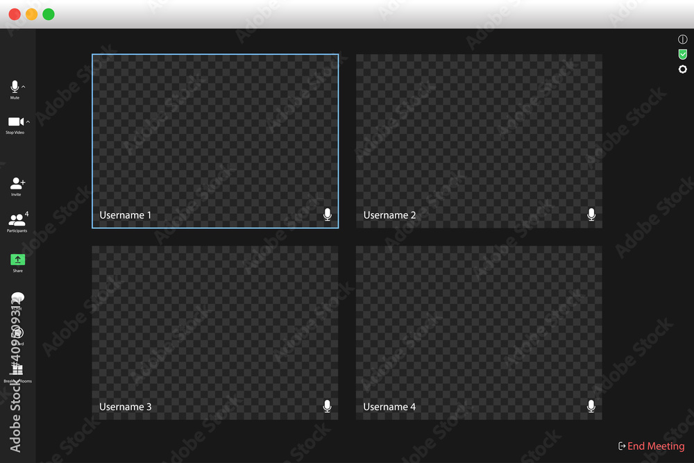 Poster video conferencing user interface. video call screen interface template. application for social comm