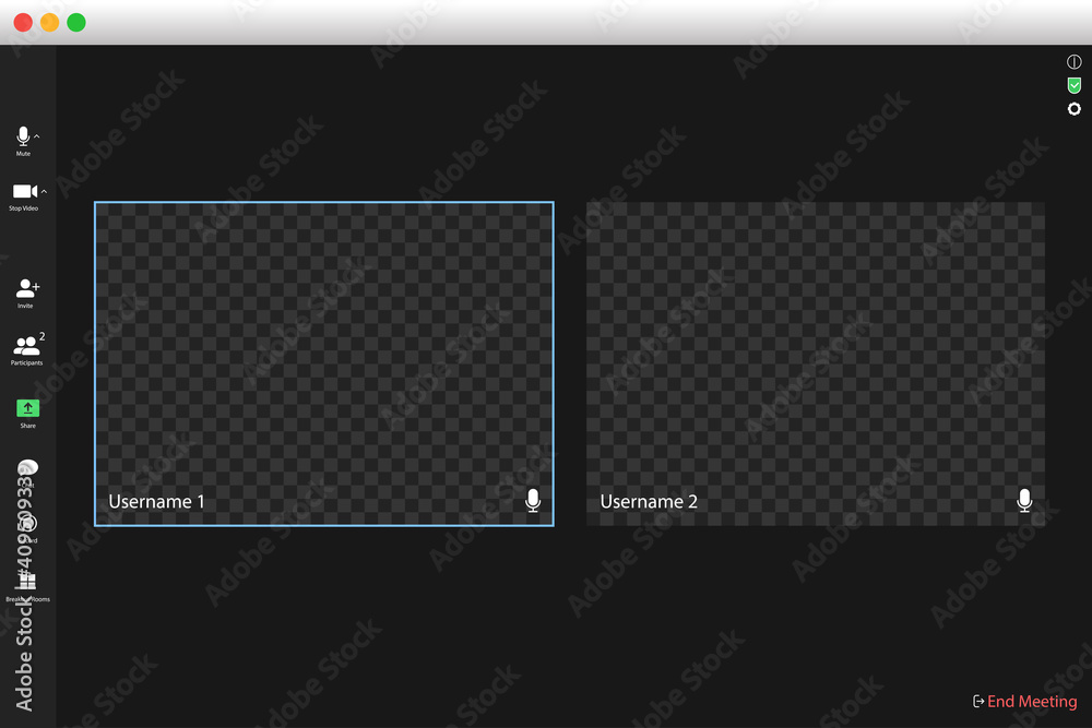 Poster video conferencing user interface. video call screen interface template. application for social comm