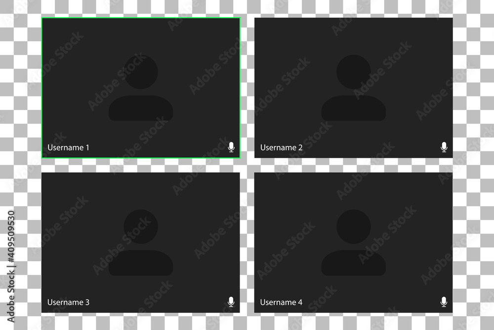 Poster video conferencing user interface. video call screen interface template. application for social comm
