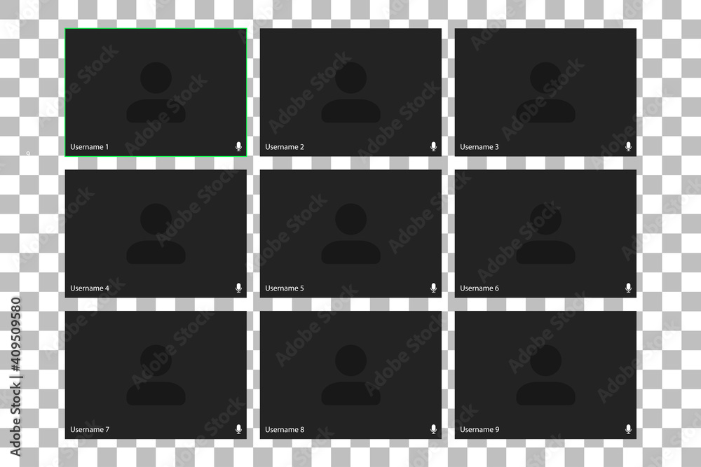 Poster video conferencing user interface. video call screen interface template. application for social comm