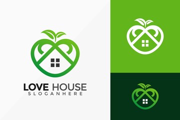 Love House and Tree Home Logo Design, Minimalist Logos Designs Vector Illustration Template