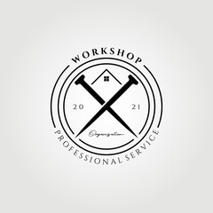 Workshop carpenter logo vector illustration design