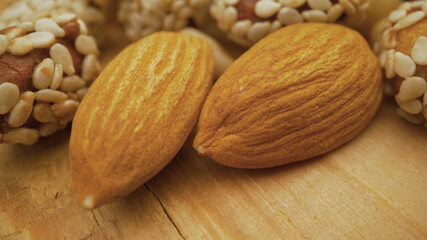 Organic mixed nuts as background. Natural background made from different kinds of nuts. Nuts close up.