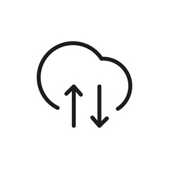 Cloud Service And Network Related Line Icon. Database And Online Storage Vector Illustration