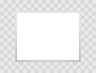 White realistic sheet paper. Blank paper page with shadow A4 size. Mockup vector sheet.