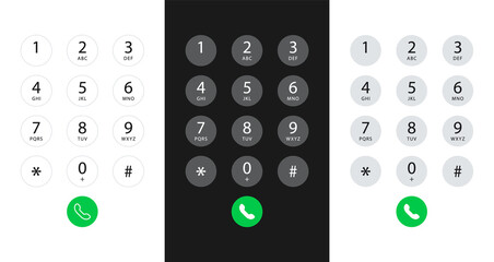Smartphone dial keypad with numbers and letters. Interface keypad for touchscreen device. Dialing numbers phone on screen. Mobile phone keypad design. Vector Illustration. © TMvectorart