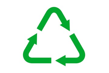 Recycle symbol. Green triangular recycling icon. Vector