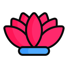 flower vector color outline icon isolated, Indian republic day icon. 