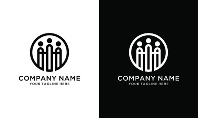 Abstract happy people premium logo icon design modern minimal style illustration. Family teamwork social line vector emblem sign symbol mark logotype