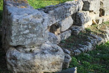 Fototapeta na wymiar Ruins of an ancient Greek city by the sea. Chersonesos. The ancient city. Black Sea.