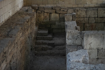 Ancient mint. Ruins of an ancient Greek city by the sea. Chersonesos. Ancient city. Black Sea.
