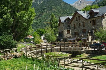Sallent de Gallego town, located in Hueca, Aragon, Spain.