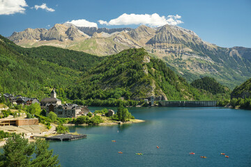 view of the Lanuza reservoir located in the Aragonese Pyrenees in the province of Huesca, Spain