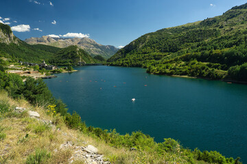 Obraz na płótnie Canvas view of the Lanuza reservoir located in the Aragonese Pyrenees in the province of Huesca, Spain
