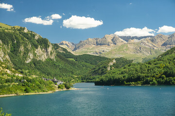 view of the Lanuza reservoir located in the Aragonese Pyrenees in the province of Huesca, Spain