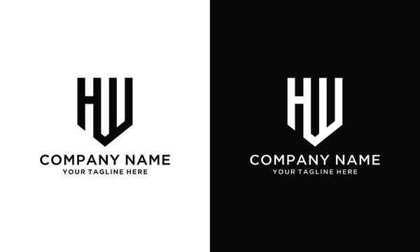 letter hw simple geometric line logo vector