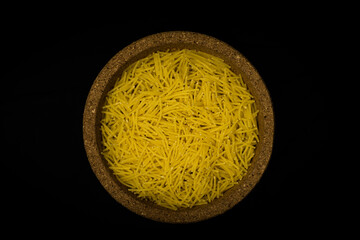 Macro Noodles isolated on black