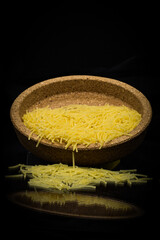 Macro Noodles isolated on black