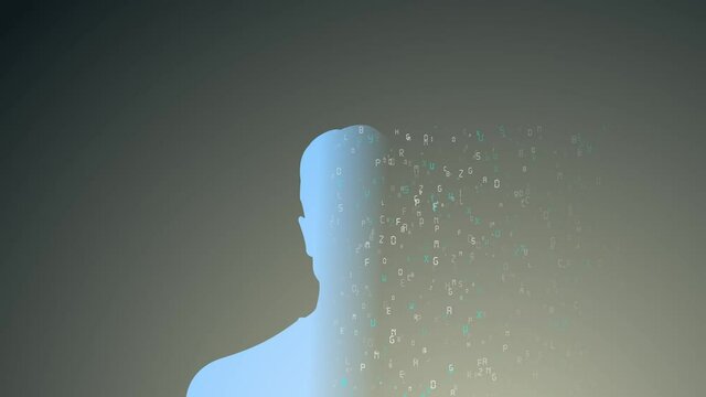 Silhouettes of the programmer with codes. Binary code. Young Professionals Writing on Sophisticated Programming Code Language
