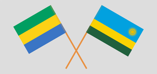 Crossed flags of Gabon and Rwanda