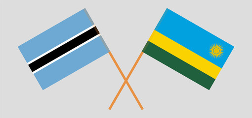 Crossed flags of Botswana and Rwanda