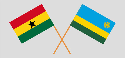 Crossed flags of Ghana and Rwanda