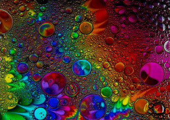 Abstract colorful bubbles. Freeze motion of color dust particles splash. Background image.