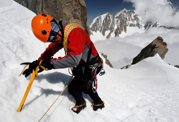  Alpinist climbing in Haute Savoie, France