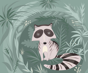 Illustration: Raccoon in the thicket