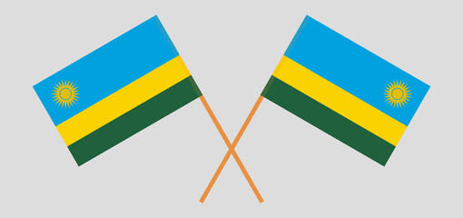 Crossed flags of Rwanda. Official colors. Correct proportion