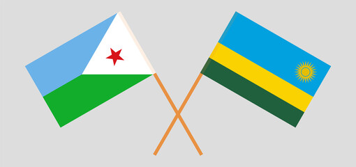 Crossed flags of Djibouti and Rwanda