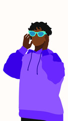 Abstract man face in a modern trendy colors, minimalism art