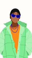 Abstract man face in a modern trendy colors, minimalism art