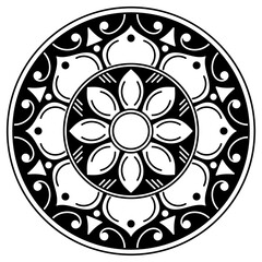 Black and white circle with patterns