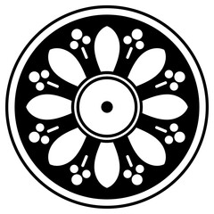 Black and white circle with patterns