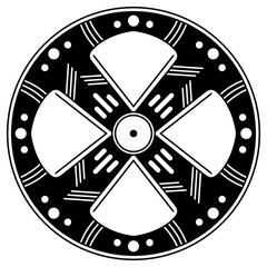 Black and white circle with patterns