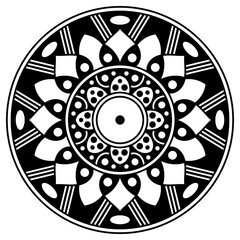 Black and white circle with patterns