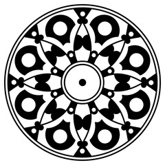 Black and white circle with patterns